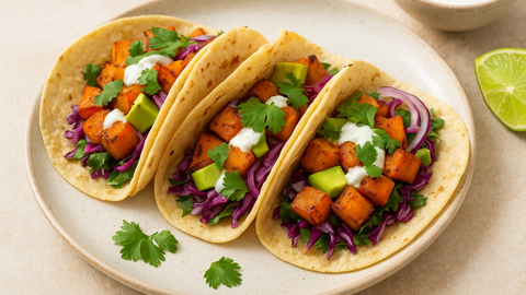Roasted Butternut Squash Tacos with Lime Yogurt Sauce