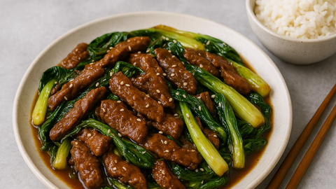 Beef and Bok Choy Stir-Fry with Garlic Ginger Sauce