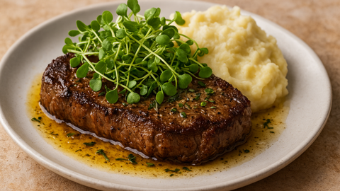 Garlic Butter Steak with Radish Microgreens