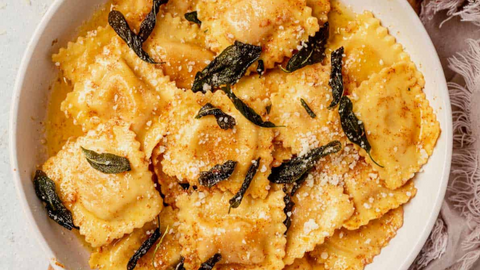 Zapallo Squash Ravioli with Brown Butter Sage Sauce