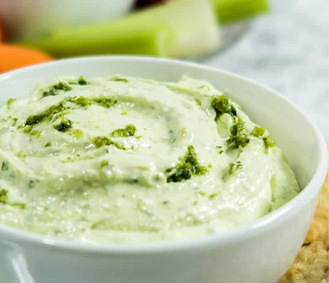 Basil Pesto Parmesan Labneh Dip - Green Tomato 